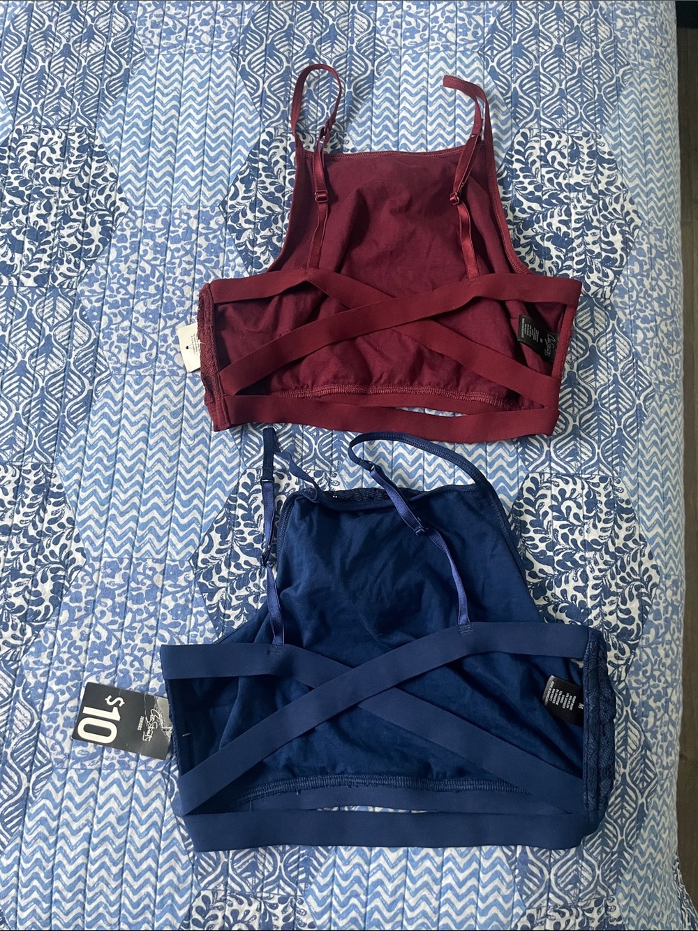 Lace Bralette Bundle-Burgundy, Navy Blue, Purple & Brown-Rust - Picture 3 of 6
